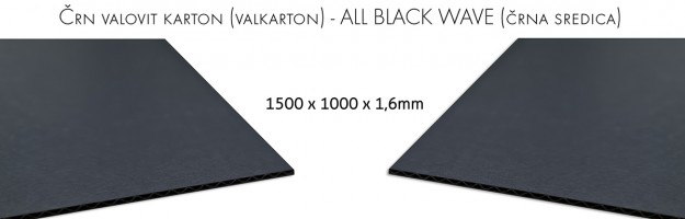 Črn valoviti karton (valkarton) ALL BLACK WAVE